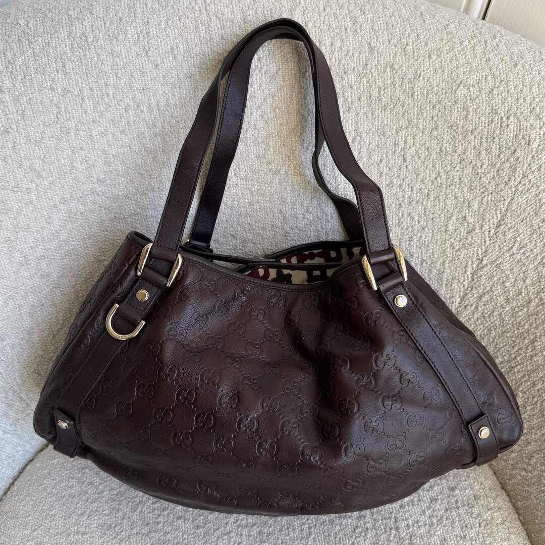 Gucci Guccissima Abbey Leather Brown Tote Bag
