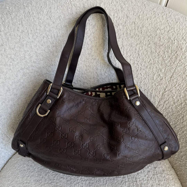 Gucci Guccissima Abbey Leather Brown Tote Bag
