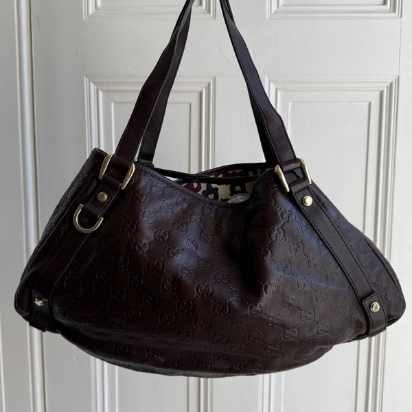 Gucci Guccissima Abbey Leather Brown Tote Bag