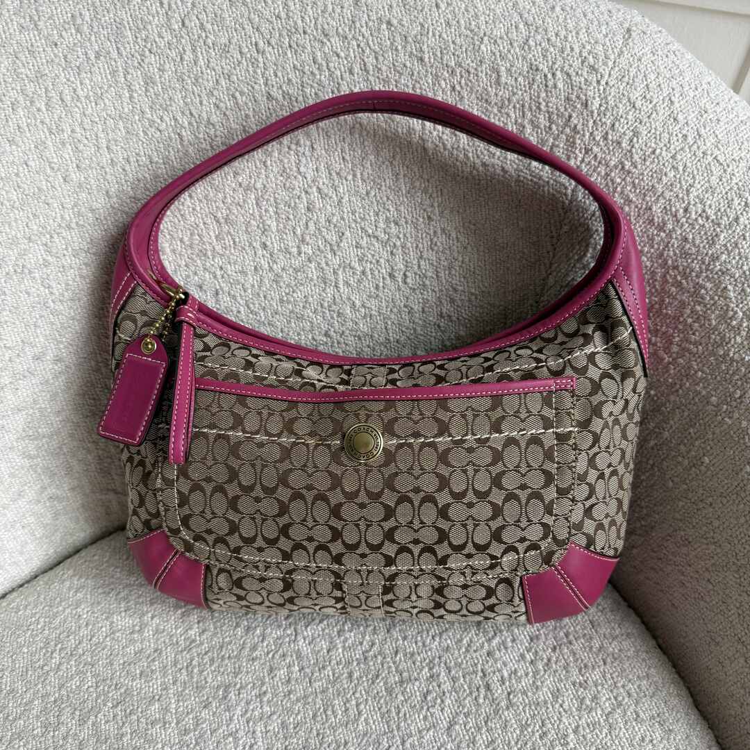 Coach Mini Signature Pink Hobo Shoulder Bag