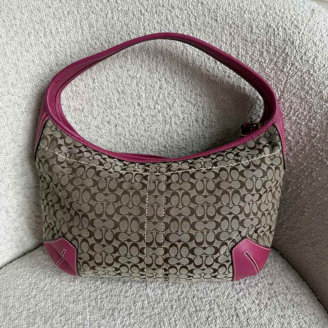 Coach Mini Signature Pink Hobo Shoulder Bag