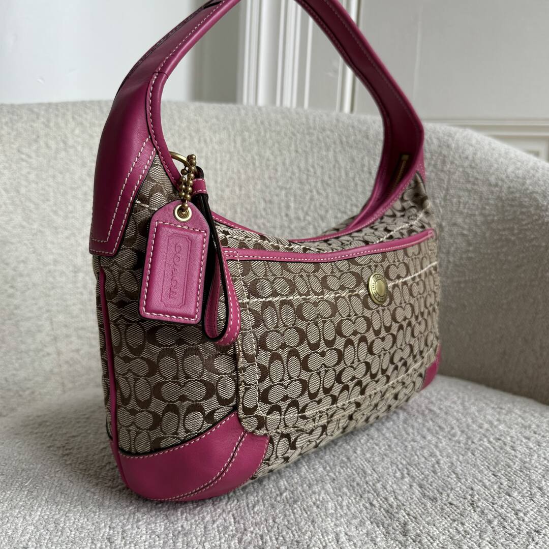 Coach Mini Signature Pink Hobo Shoulder Bag
