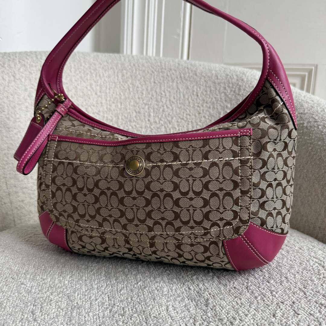 Coach Mini Signature Pink Hobo Shoulder Bag