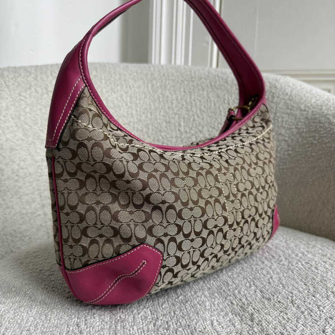 Coach Mini Signature Pink Hobo Shoulder Bag