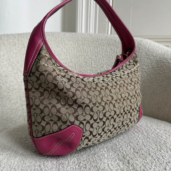 Coach Mini Signature Pink Hobo Shoulder Bag