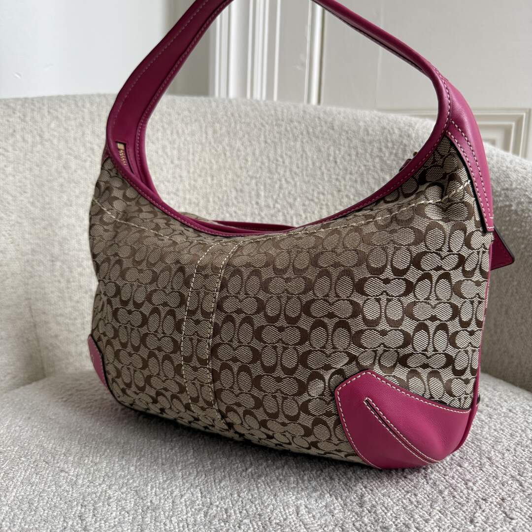 Coach Mini Signature Pink Hobo Shoulder Bag