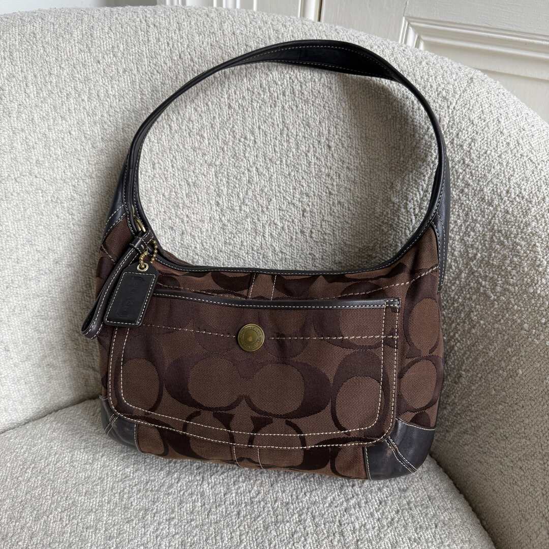 Coach Signature Hobo Brown Shoulder Bag