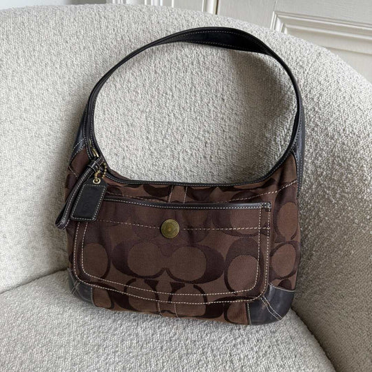 Coach Signature Hobo Brown Shoulder Bag