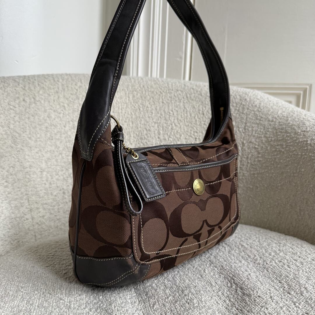 Coach Signature Hobo Brown Shoulder Bag