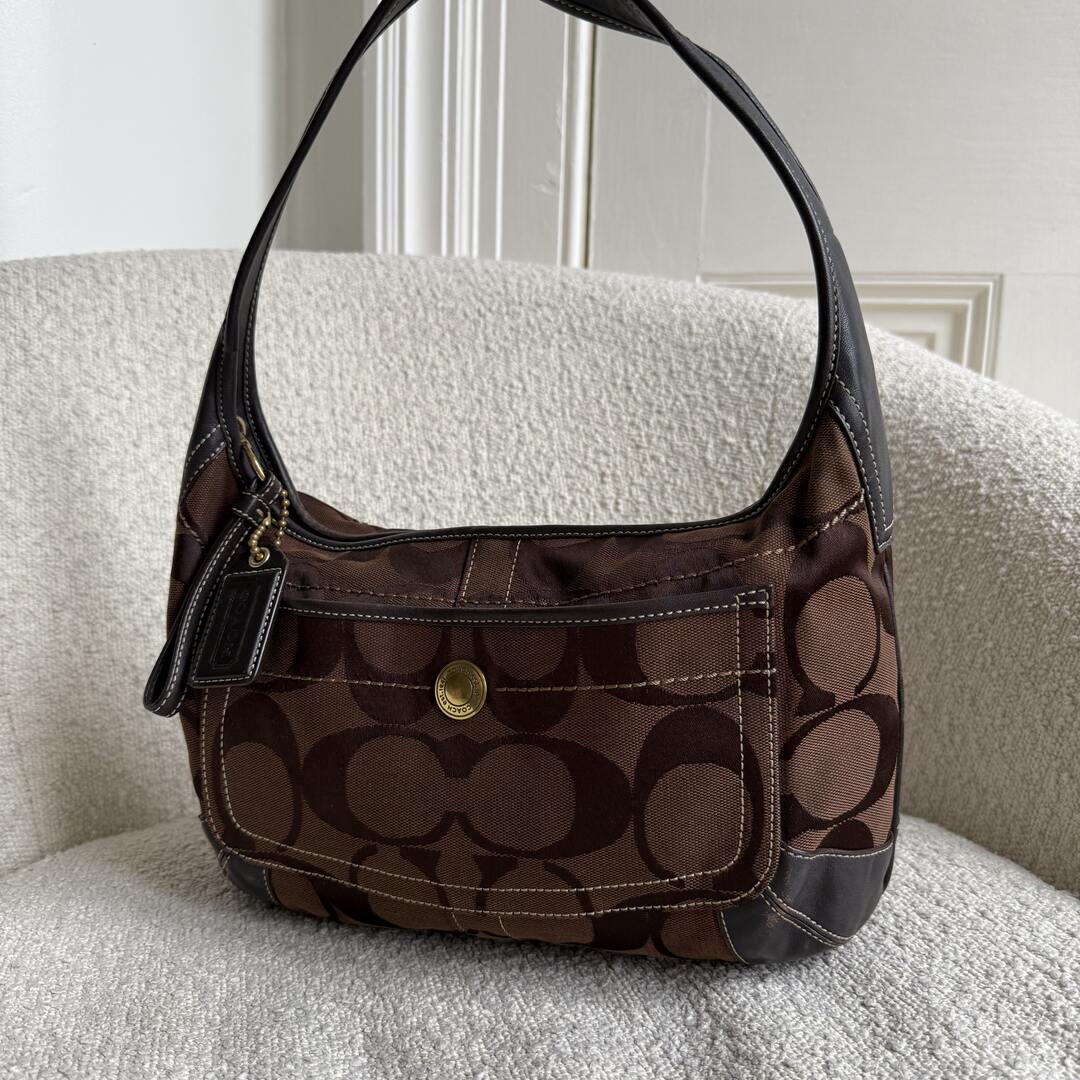 Coach Signature Hobo Brown Shoulder Bag