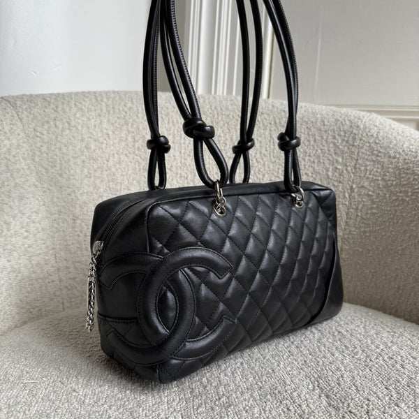 2005 Chanel Cambon Quilted Black Bowling Shoulder Bag