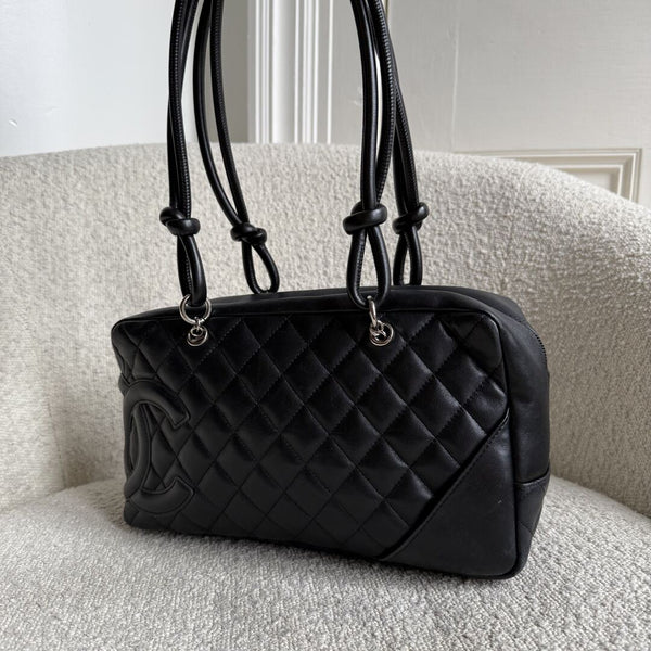 2005 Chanel Cambon Quilted Black Bowling Shoulder Bag
