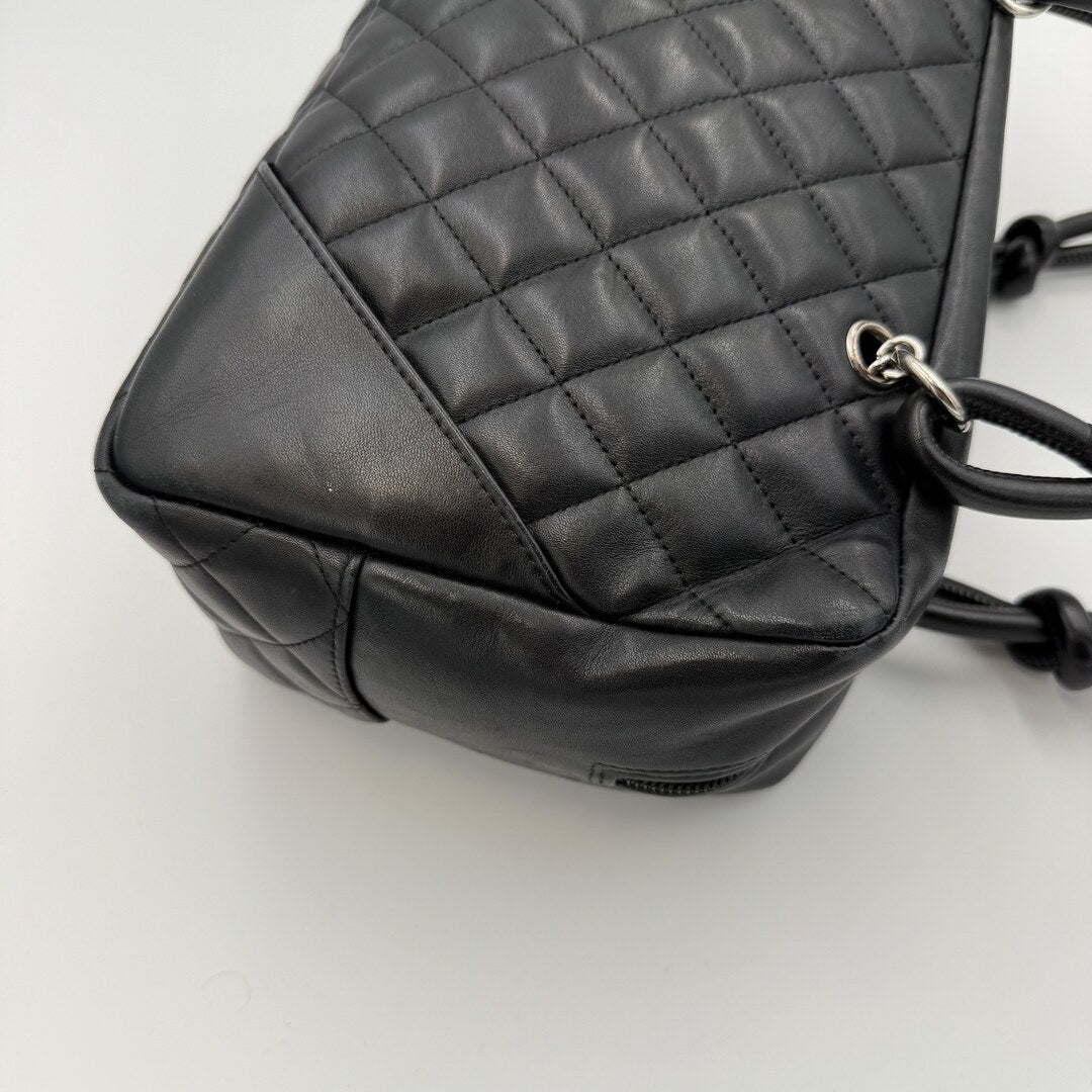 2005 Chanel Cambon Quilted Black Bowling Shoulder Bag
