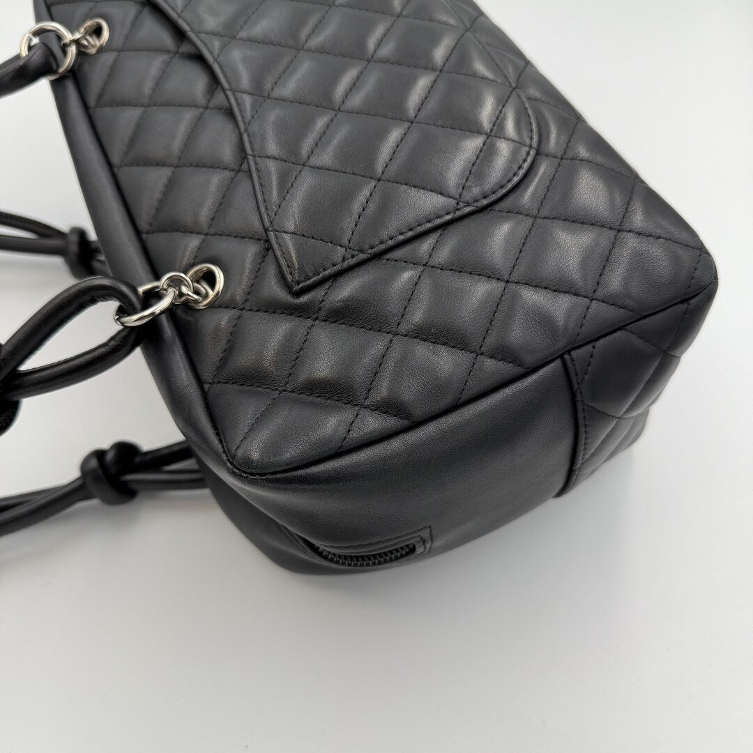 2005 Chanel Cambon Quilted Black Bowling Shoulder Bag