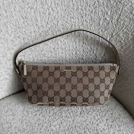 Gucci GG Monogram White Boat Pochette Handbag