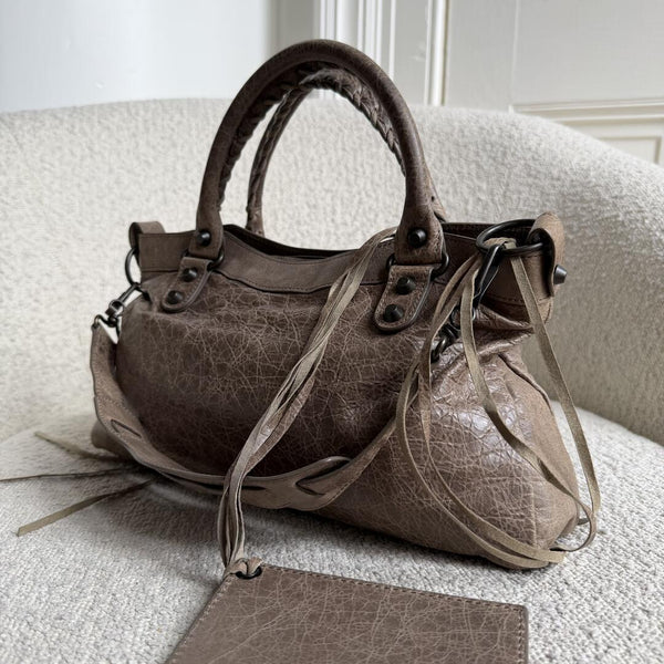 2012 Balenciaga First Light Taupe Leather Handbag