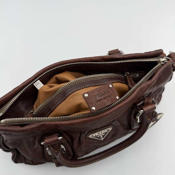 2006 Prada Vitello Chocolate Brown Leather Handbag