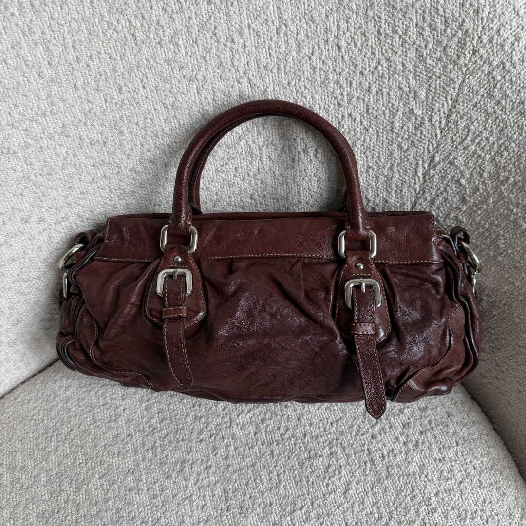2006 Prada Vitello Chocolate Brown Leather Handbag