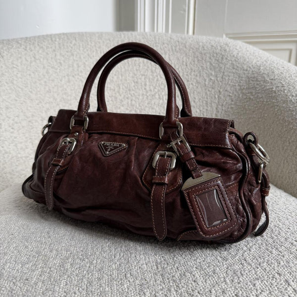 2006 Prada Vitello Chocolate Brown Leather Handbag