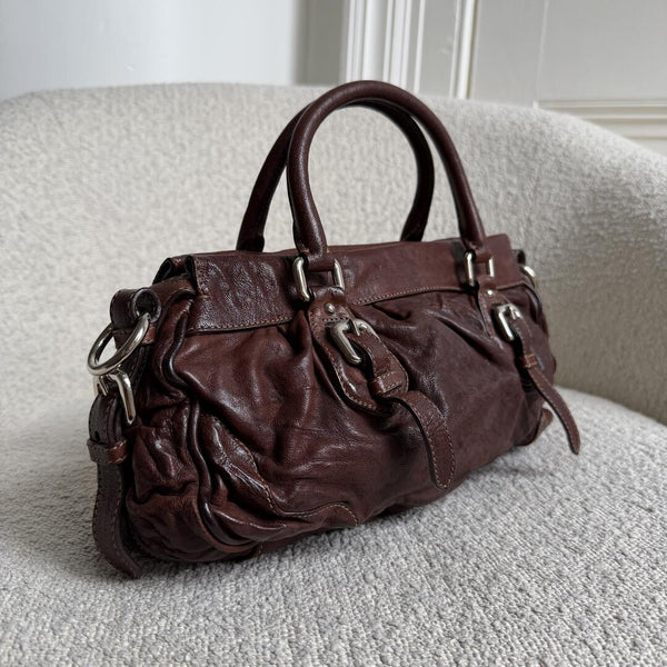 2006 Prada Vitello Chocolate Brown Leather Handbag