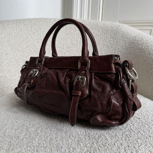 2006 Prada Vitello Chocolate Brown Leather Handbag