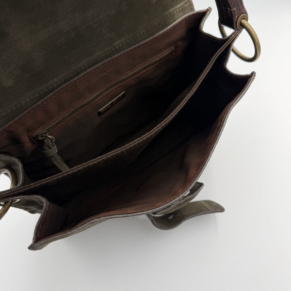 Archive Miu Miu Buckle Suede Green Handbag