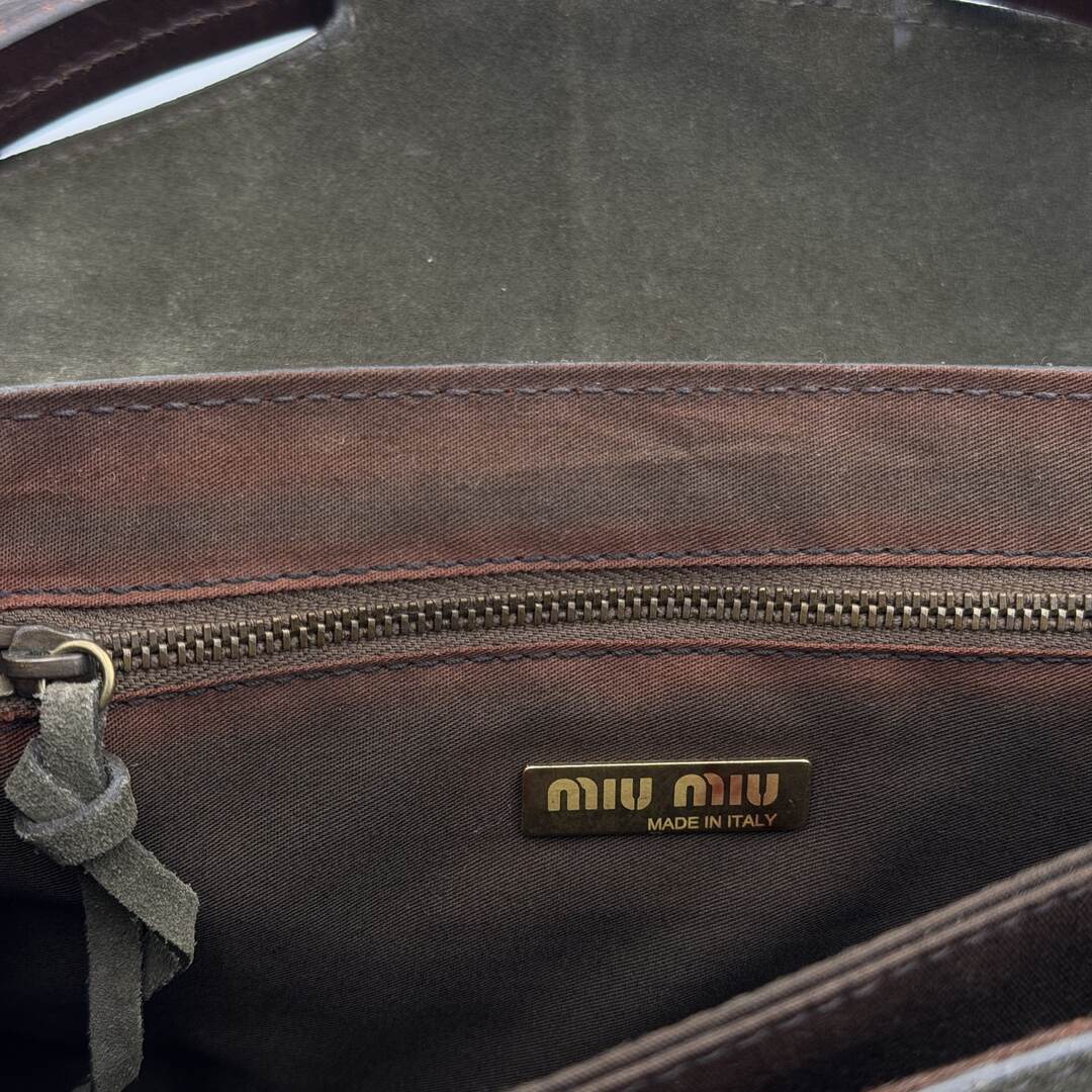 Archive Miu Miu Buckle Suede Green Handbag