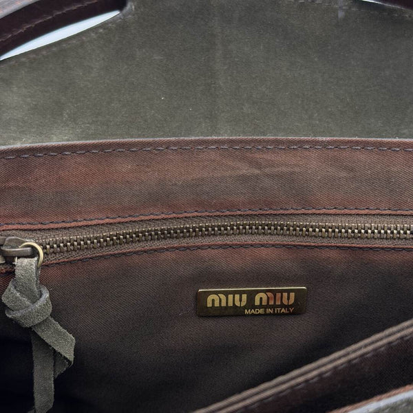 Archive Miu Miu Buckle Suede Green Handbag
