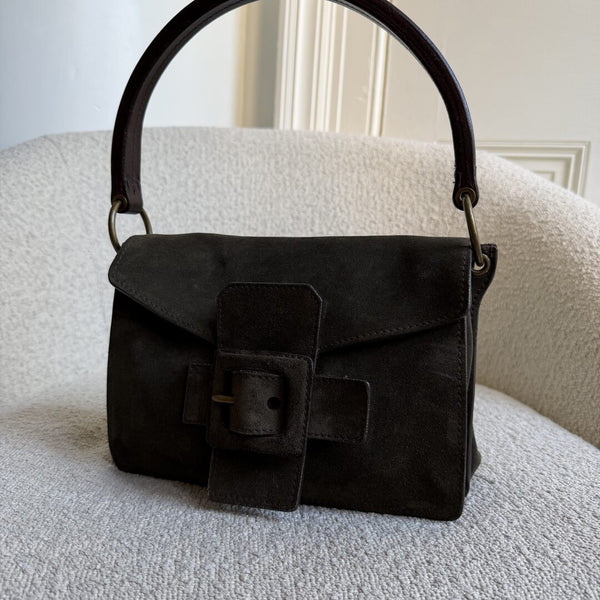 Archive Miu Miu Buckle Suede Green Handbag