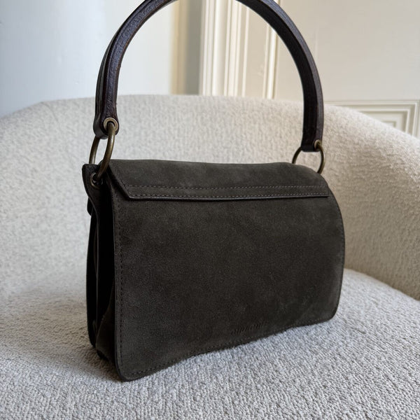 Archive Miu Miu Buckle Suede Green Handbag