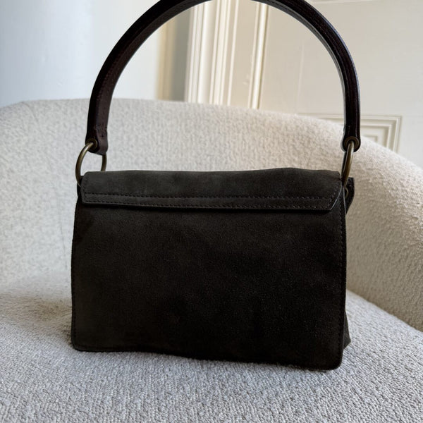 Archive Miu Miu Buckle Suede Green Handbag