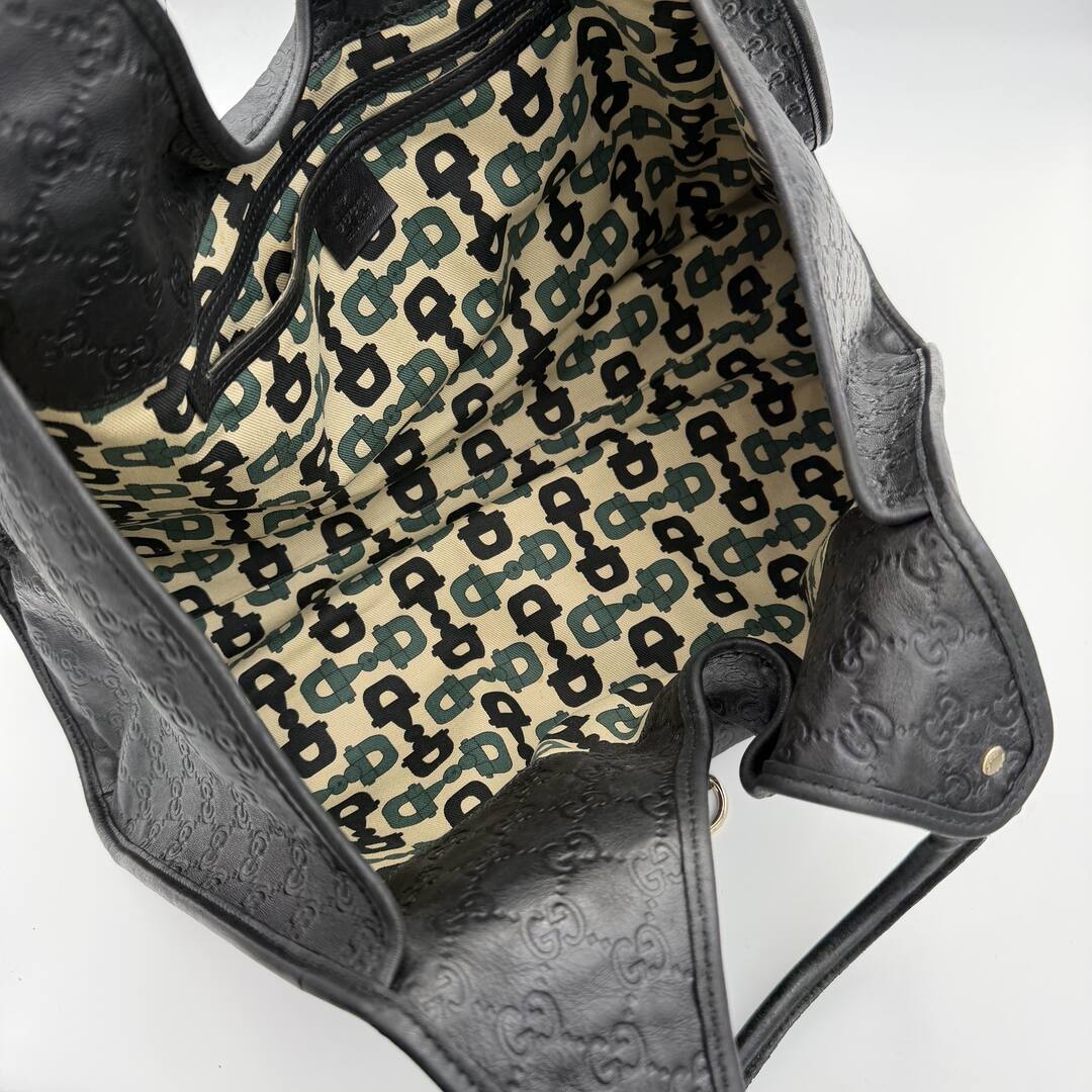 Gucci Guccissima Jackie Leather Black Large Shoulder Bag