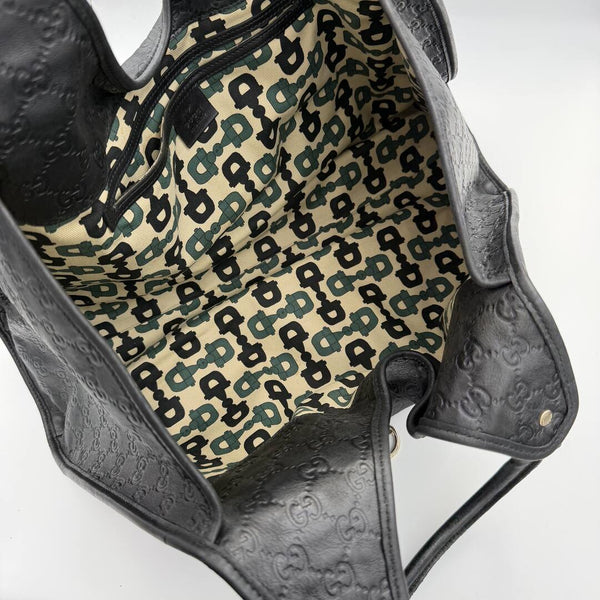 Gucci Guccissima Jackie Leather Black Large Shoulder Bag