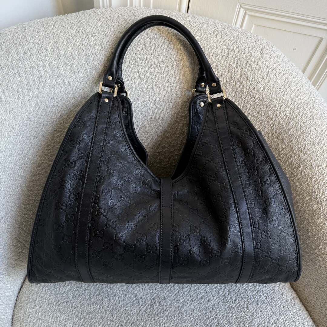 Gucci Guccissima Jackie Leather Black Large Shoulder Bag