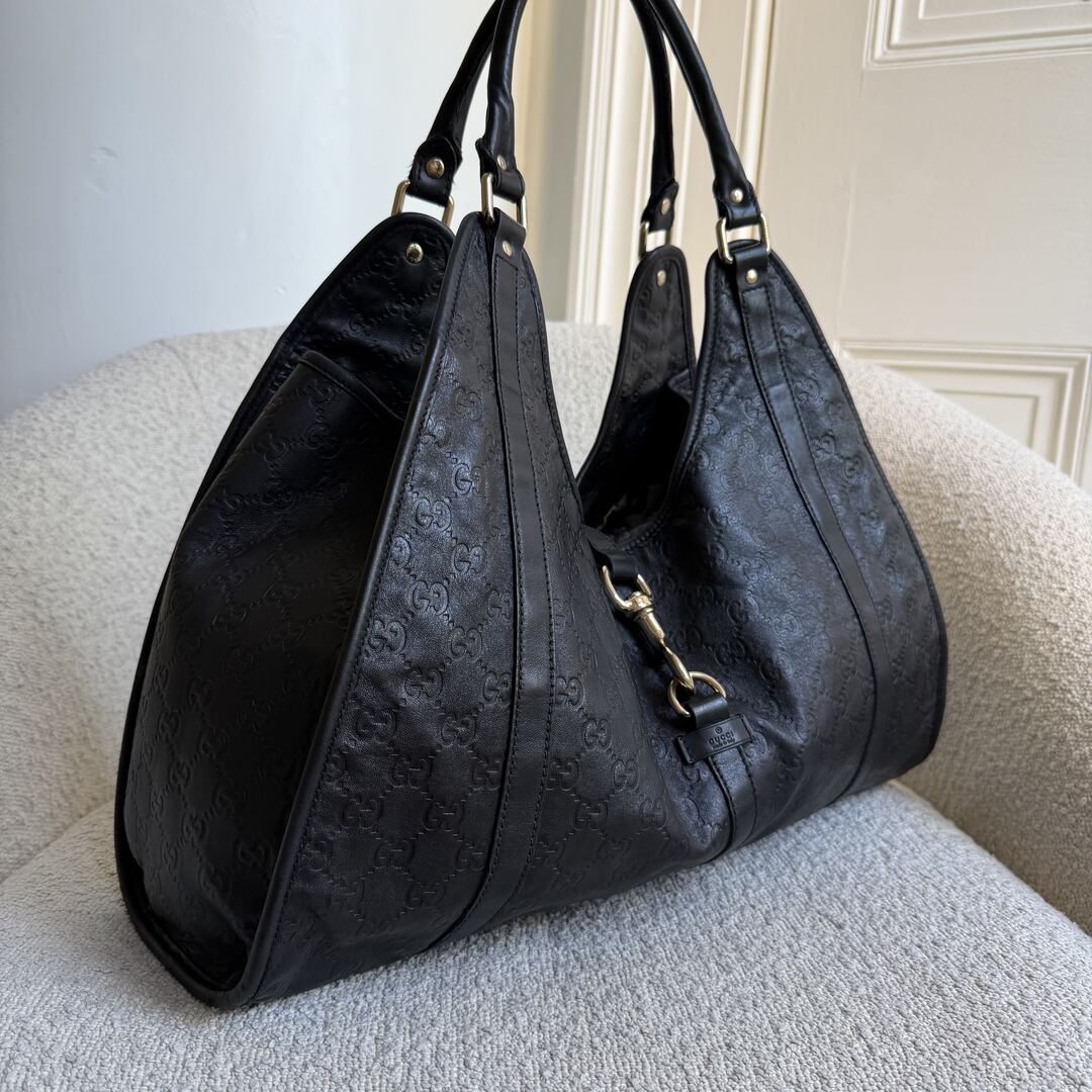 Gucci Guccissima Jackie Leather Black Large Shoulder Bag