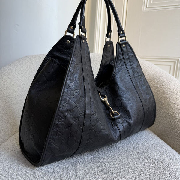 Gucci Guccissima Jackie Leather Black Large Shoulder Bag