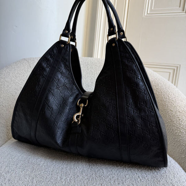 Gucci Guccissima Jackie Leather Black Large Shoulder Bag