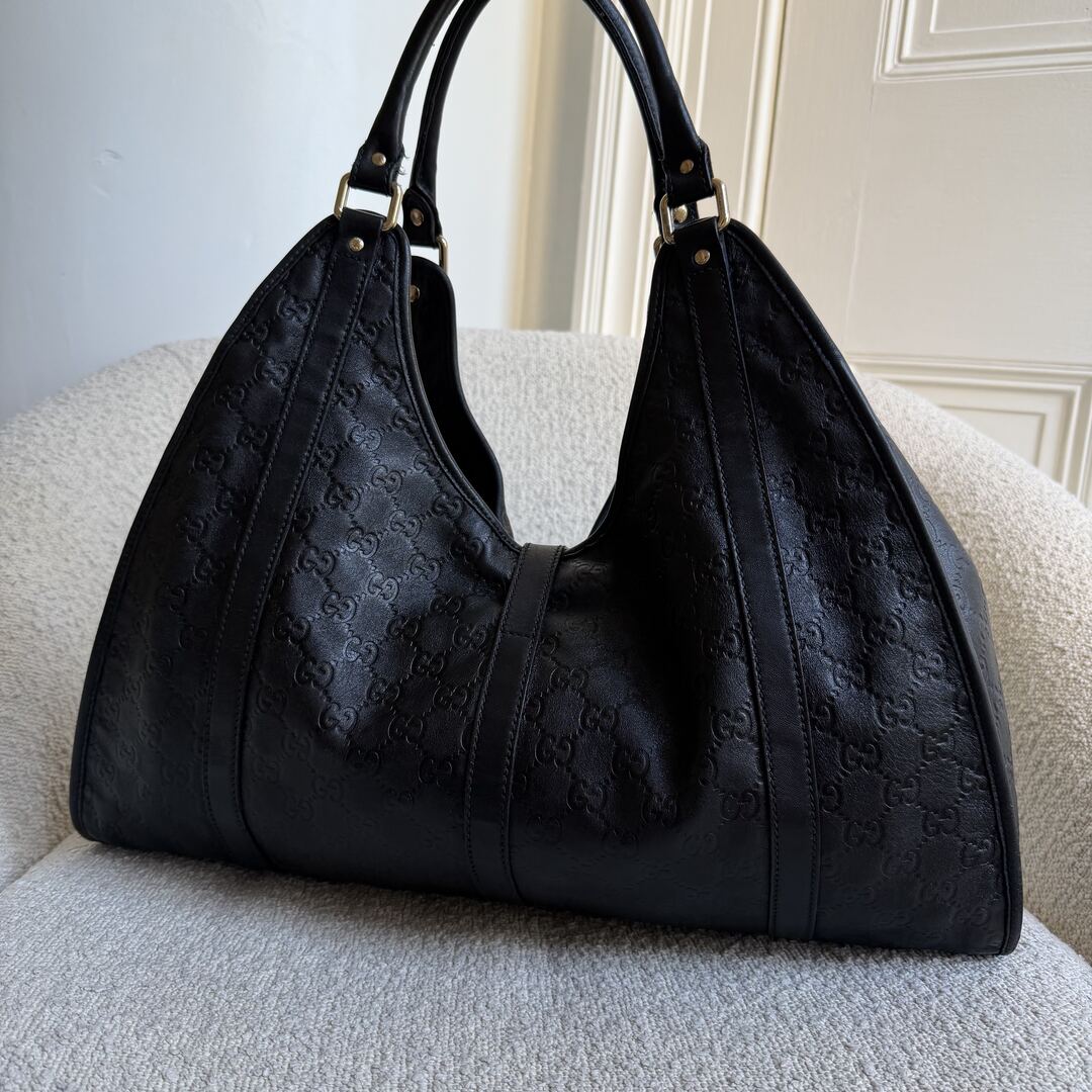 Gucci Guccissima Jackie Leather Black Large Shoulder Bag