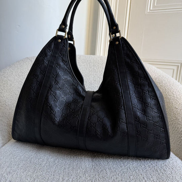 Gucci Guccissima Jackie Leather Black Large Shoulder Bag
