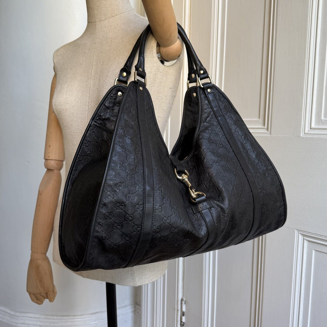 Gucci Guccissima Jackie Leather Black Large Shoulder Bag