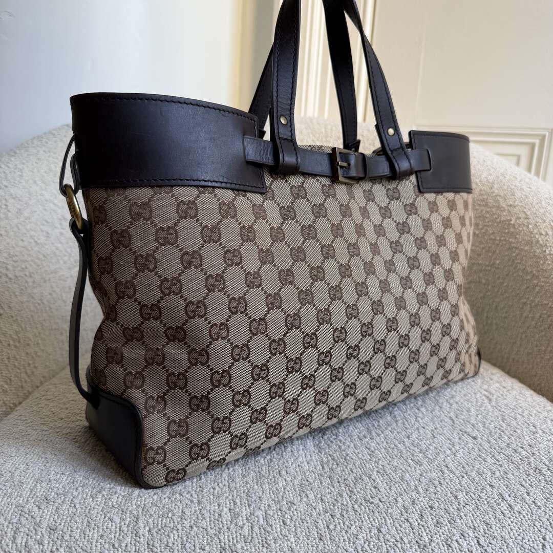Gucci GG Canvas Belted Brown Tote Bag