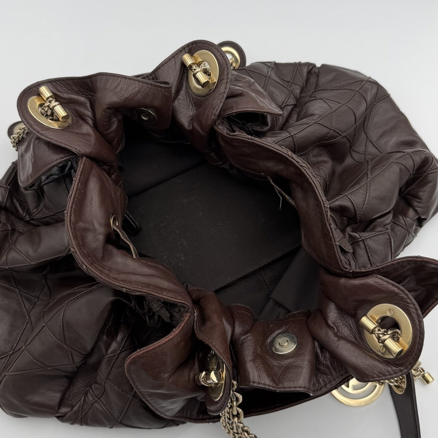 Dior Cannage Le Trente Brown Leather Tote Bag