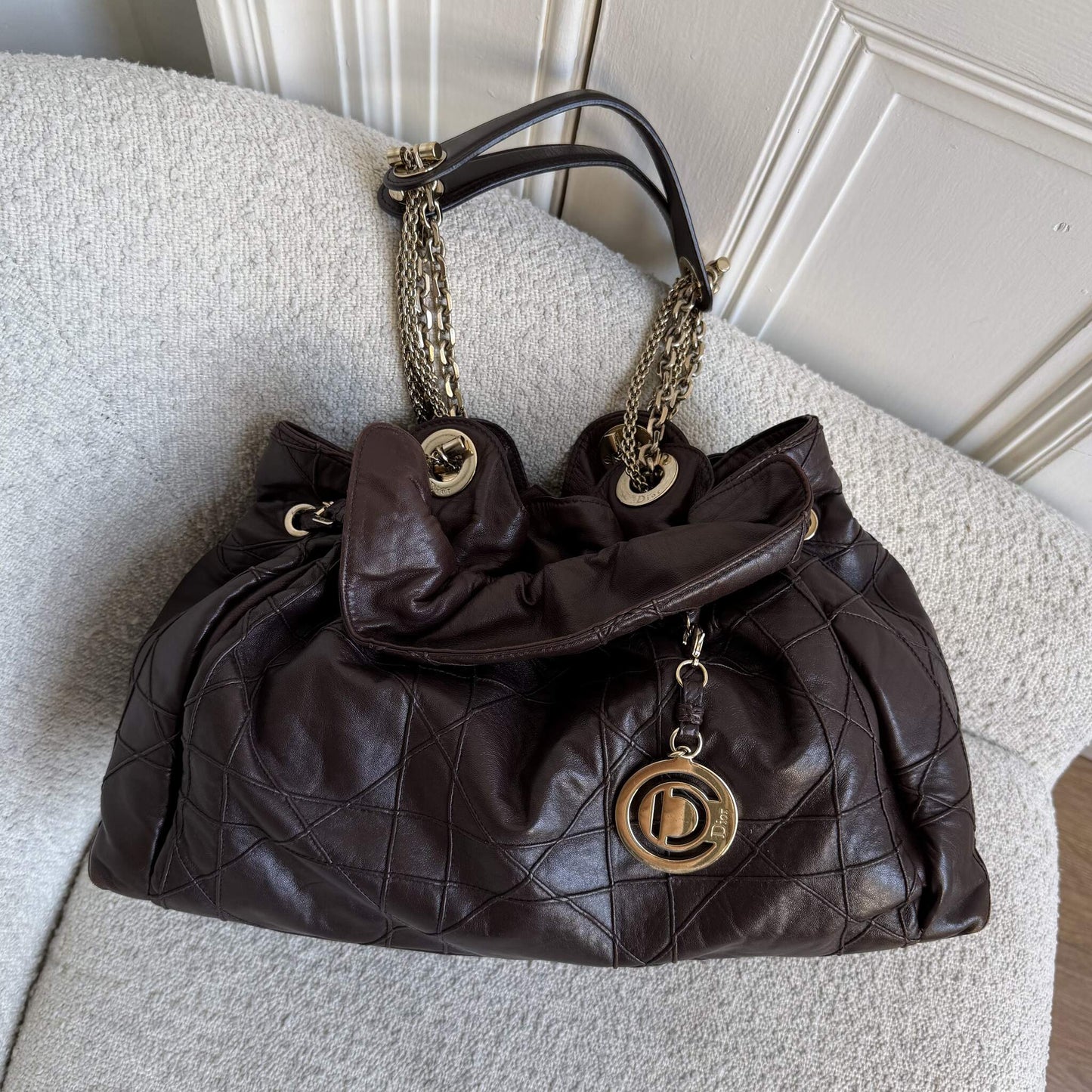 Dior Cannage Le Trente Brown Leather Tote Bag