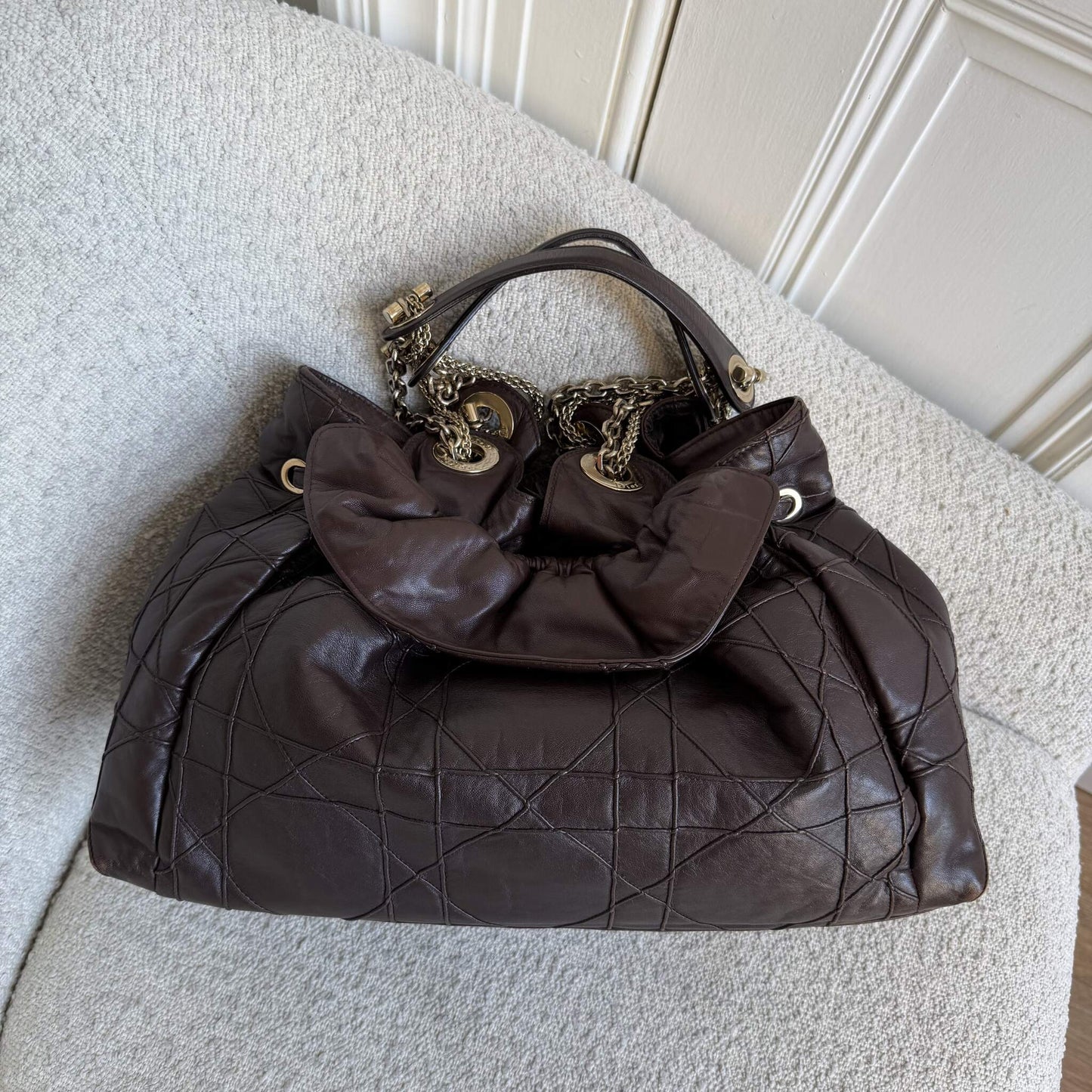 Dior Cannage Le Trente Brown Leather Tote Bag