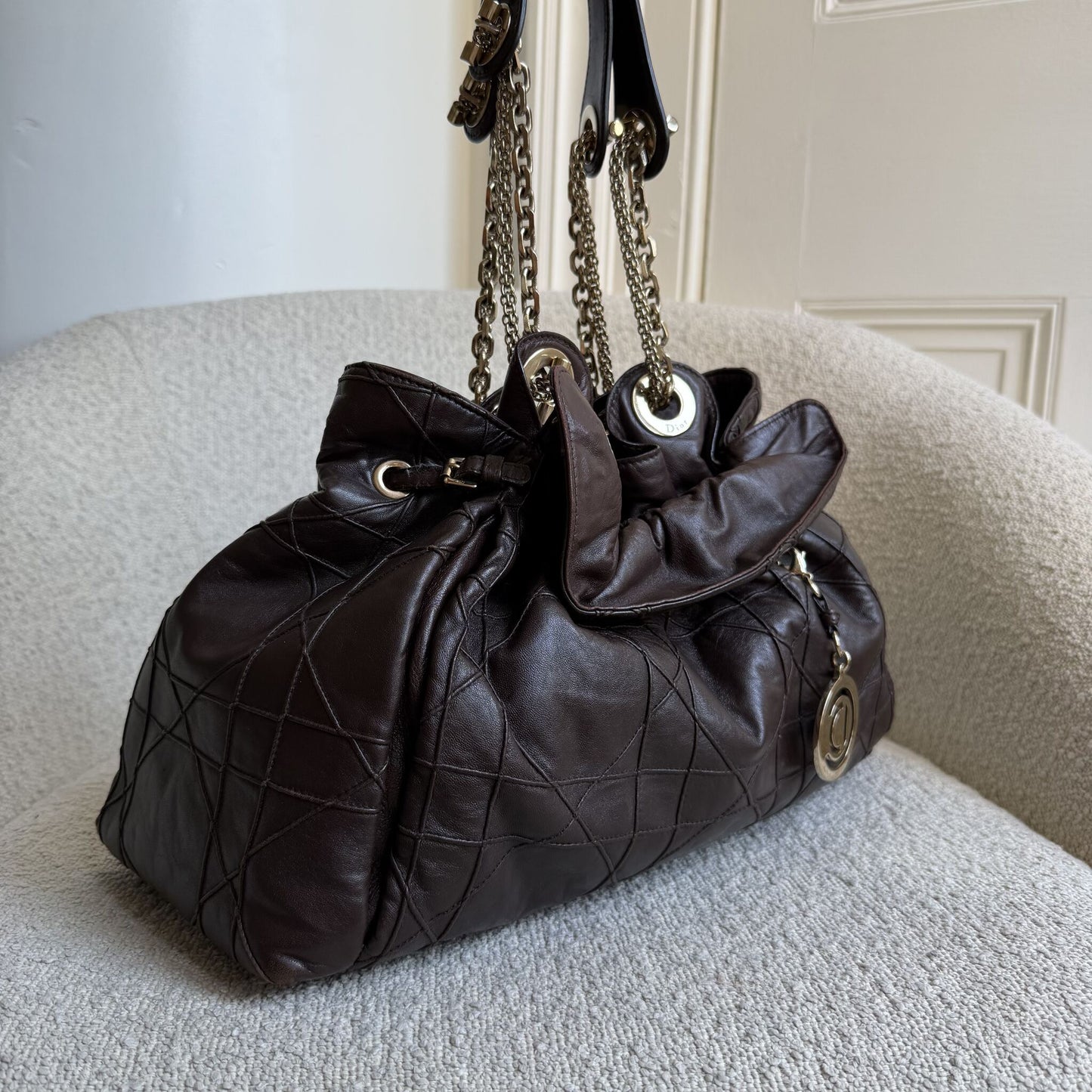Dior Cannage Le Trente Brown Leather Tote Bag