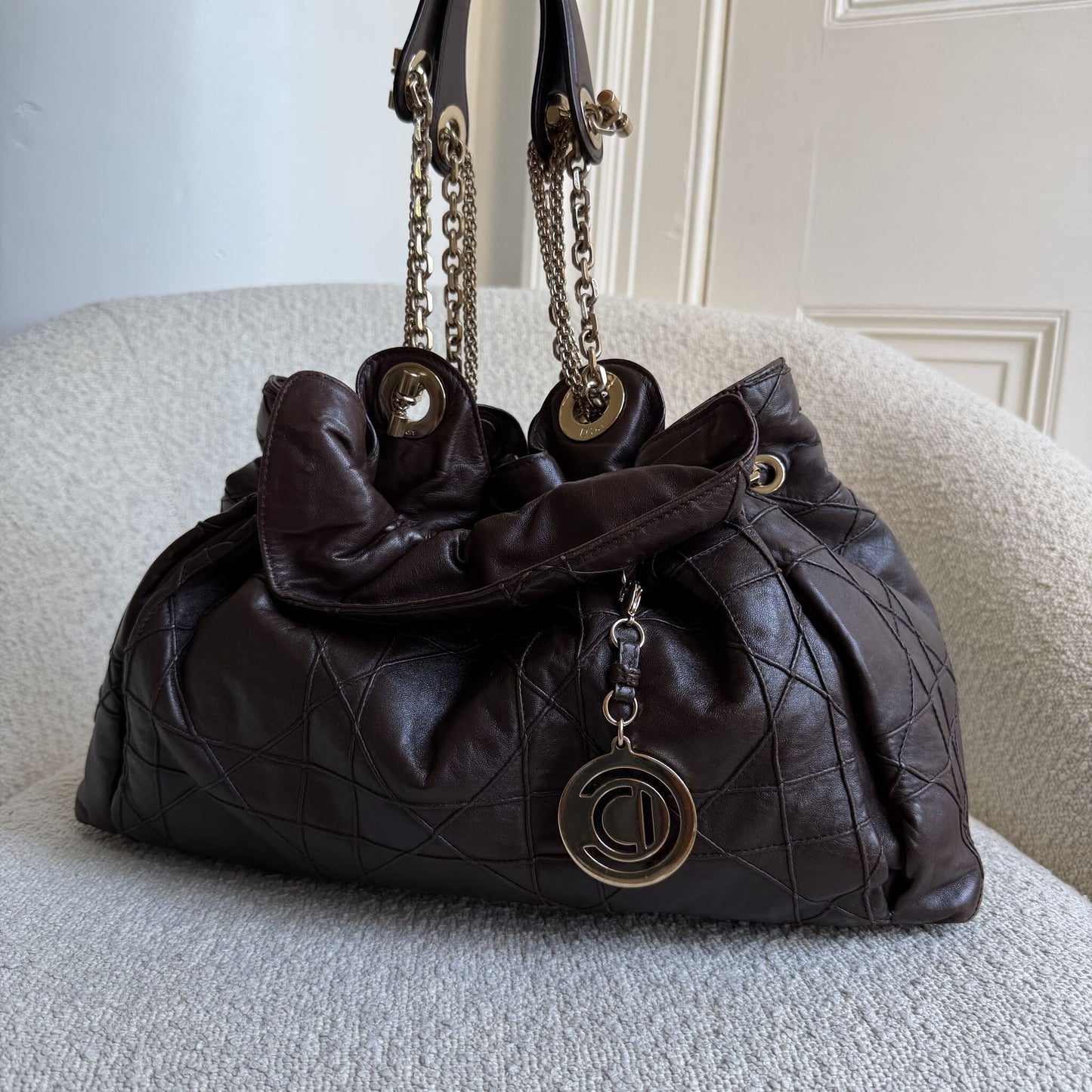 Dior Cannage Le Trente Brown Leather Tote Bag