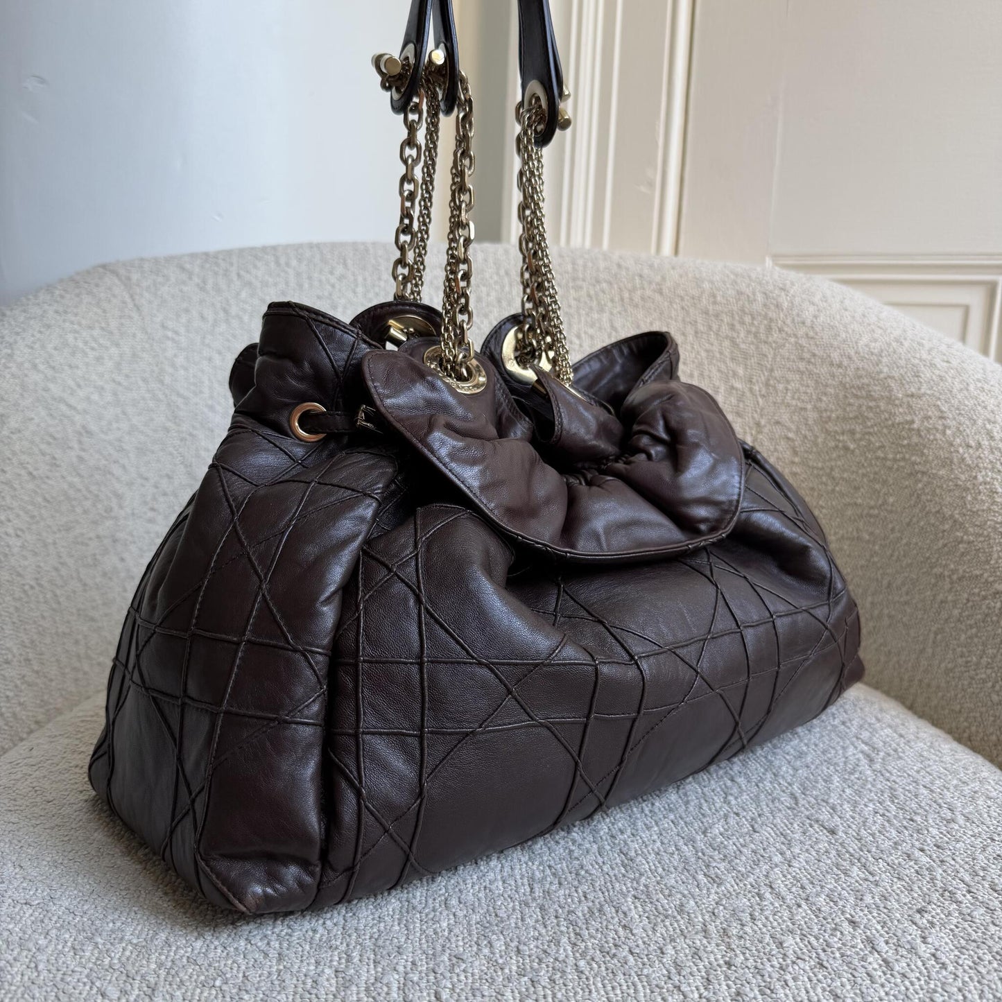 Dior Cannage Le Trente Brown Leather Tote Bag