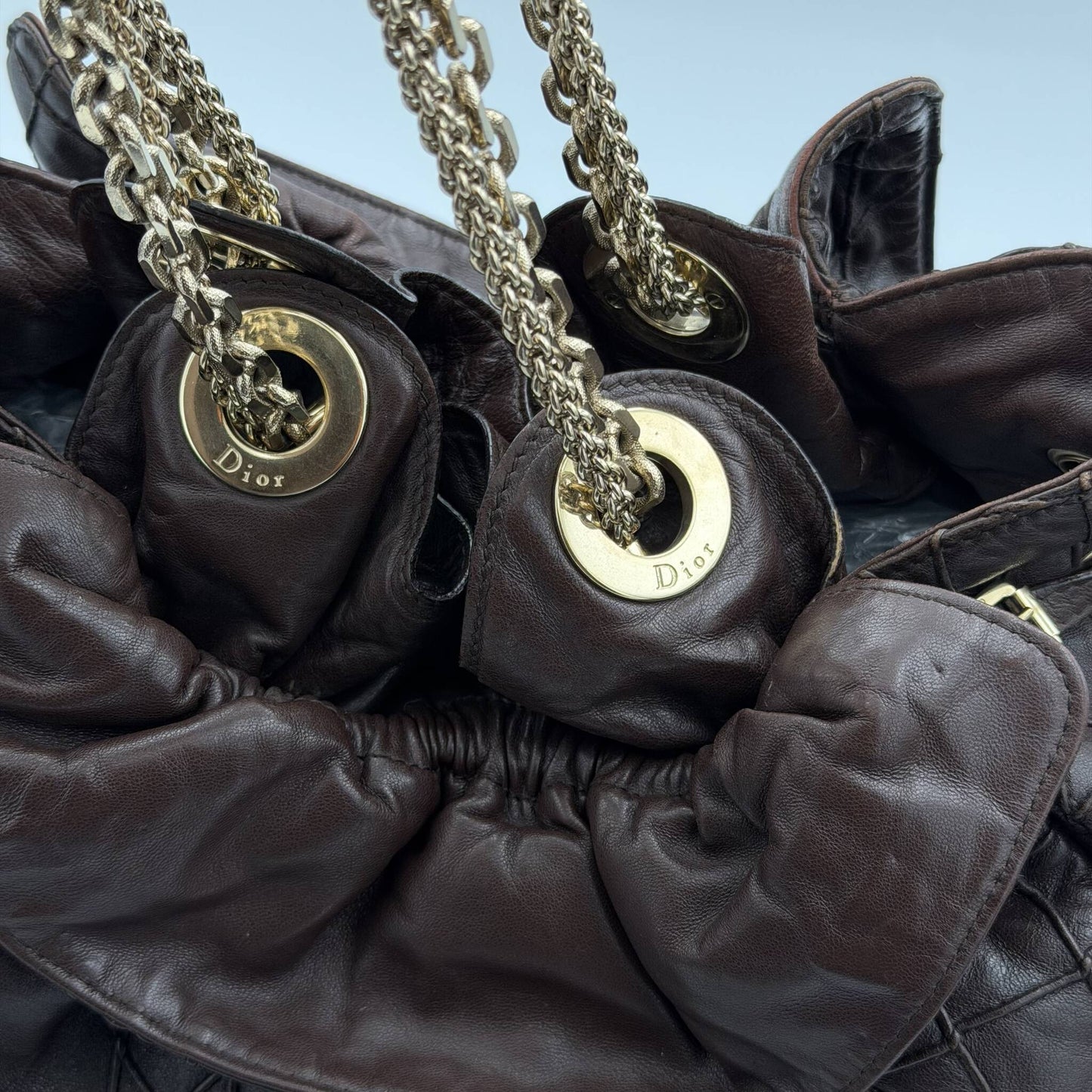 Dior Cannage Le Trente Brown Leather Tote Bag