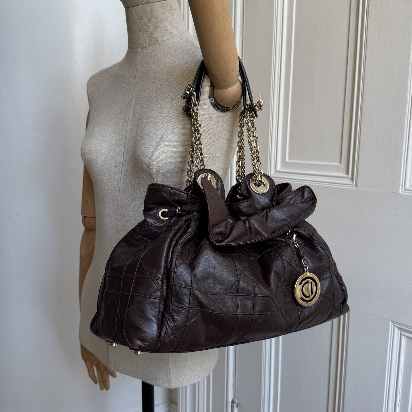 Dior Cannage Le Trente Brown Leather Tote Bag