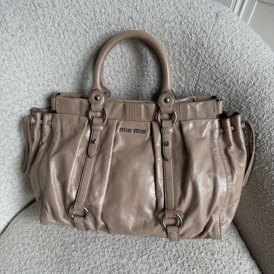 Miu Miu Vitello Beige Leather Handbag